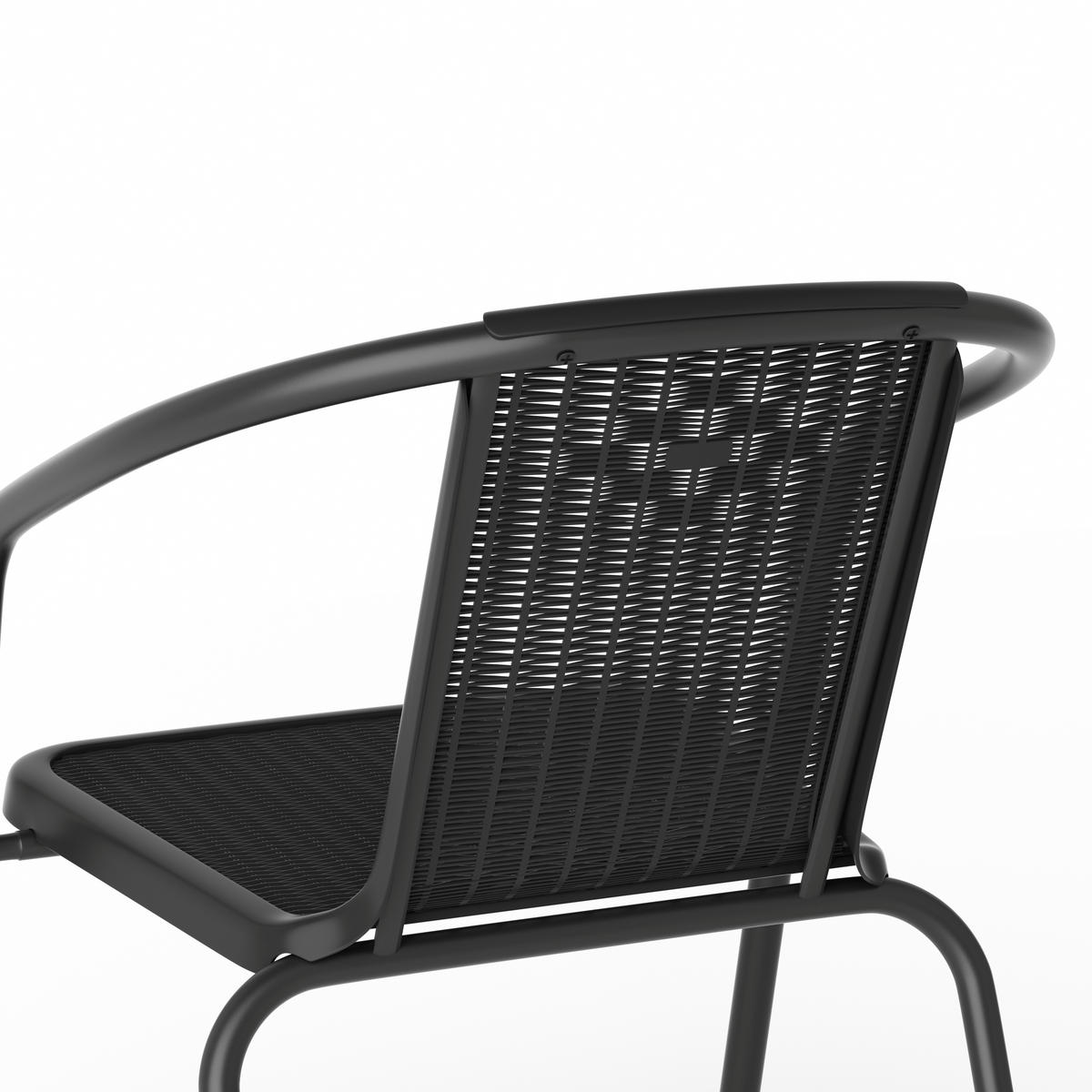 STAPELSTUHL 2er-set(2 Sthüle) aus PE-Rattan Metallgestell in Schwarz für Garten Terrase und Balkon - Schwarz, Metall (42/72/33cm) - Livingandhome