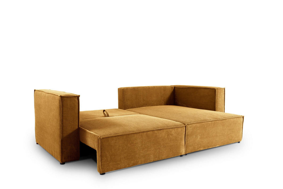 ECKSOFA mit Schlaffunktion Cord gelb - Gelb, Textil (245/148cm) - Furnisell