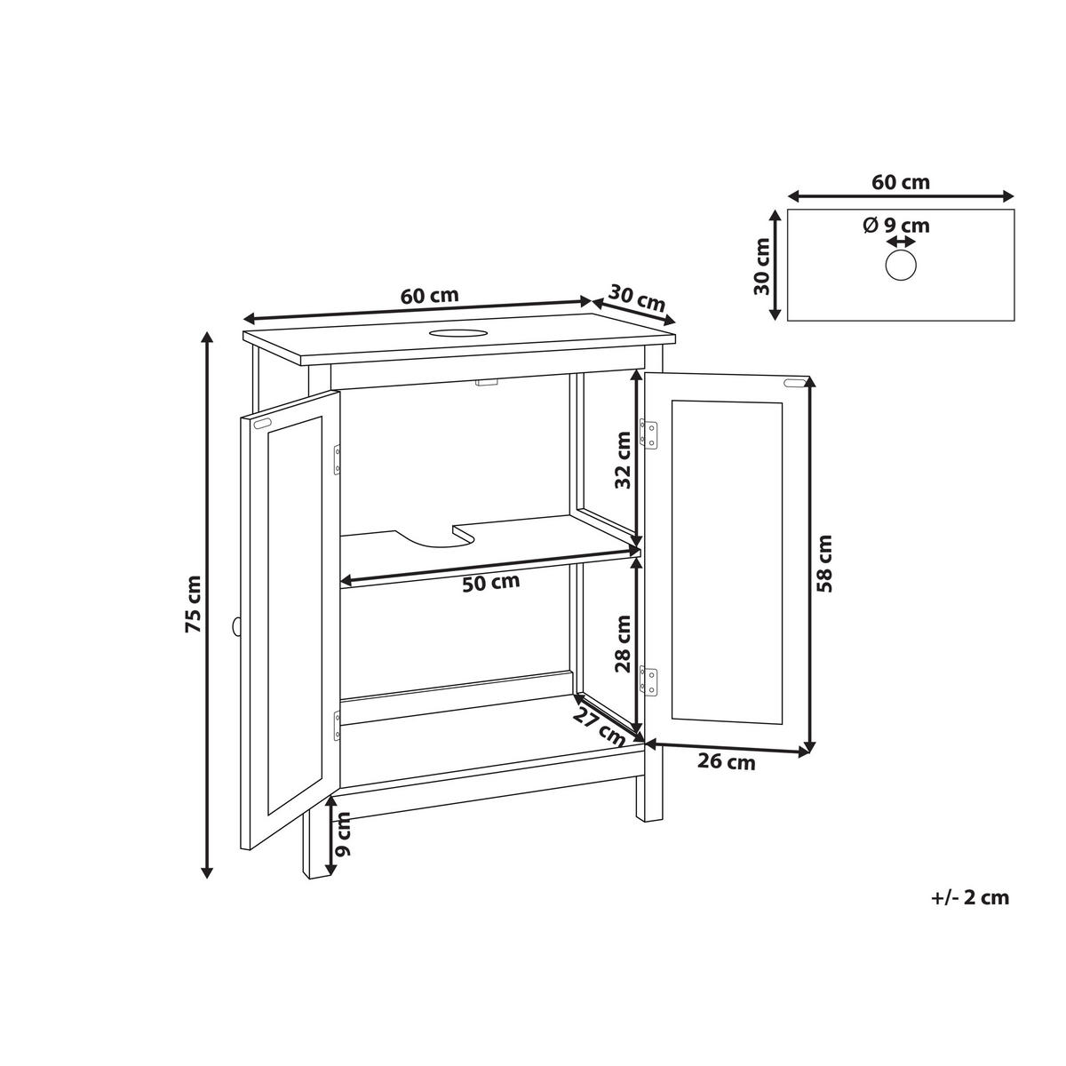 WASCHBECKENUNTERSCHRANK 60 cm Weiß Alamos - Weiß, Holzwerkstoff (60/75/30cm) - Beliani