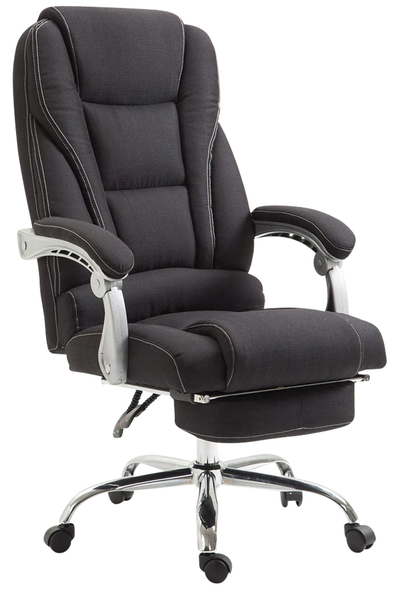 CHEFSESSEL Stoff schwarz - Chromfarben/Schwarz, Textil/Metall (68/118/64cm) - CLP