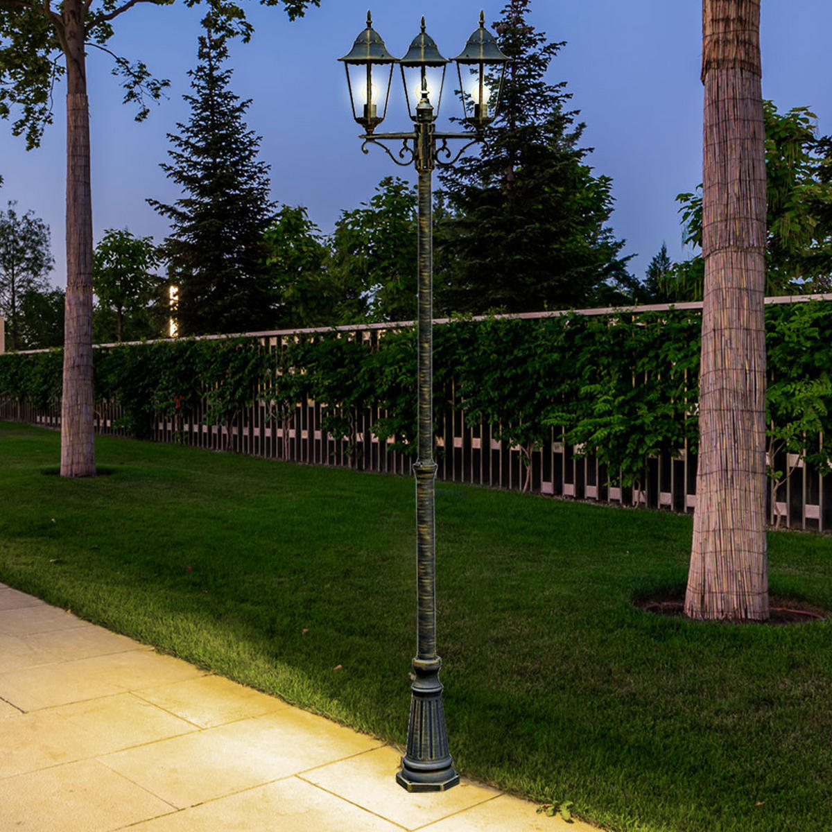 LED AUSSENLEUCHTE Kandelaber Bronze Glas - Bronzefarben, Glas (55/58/220cm)