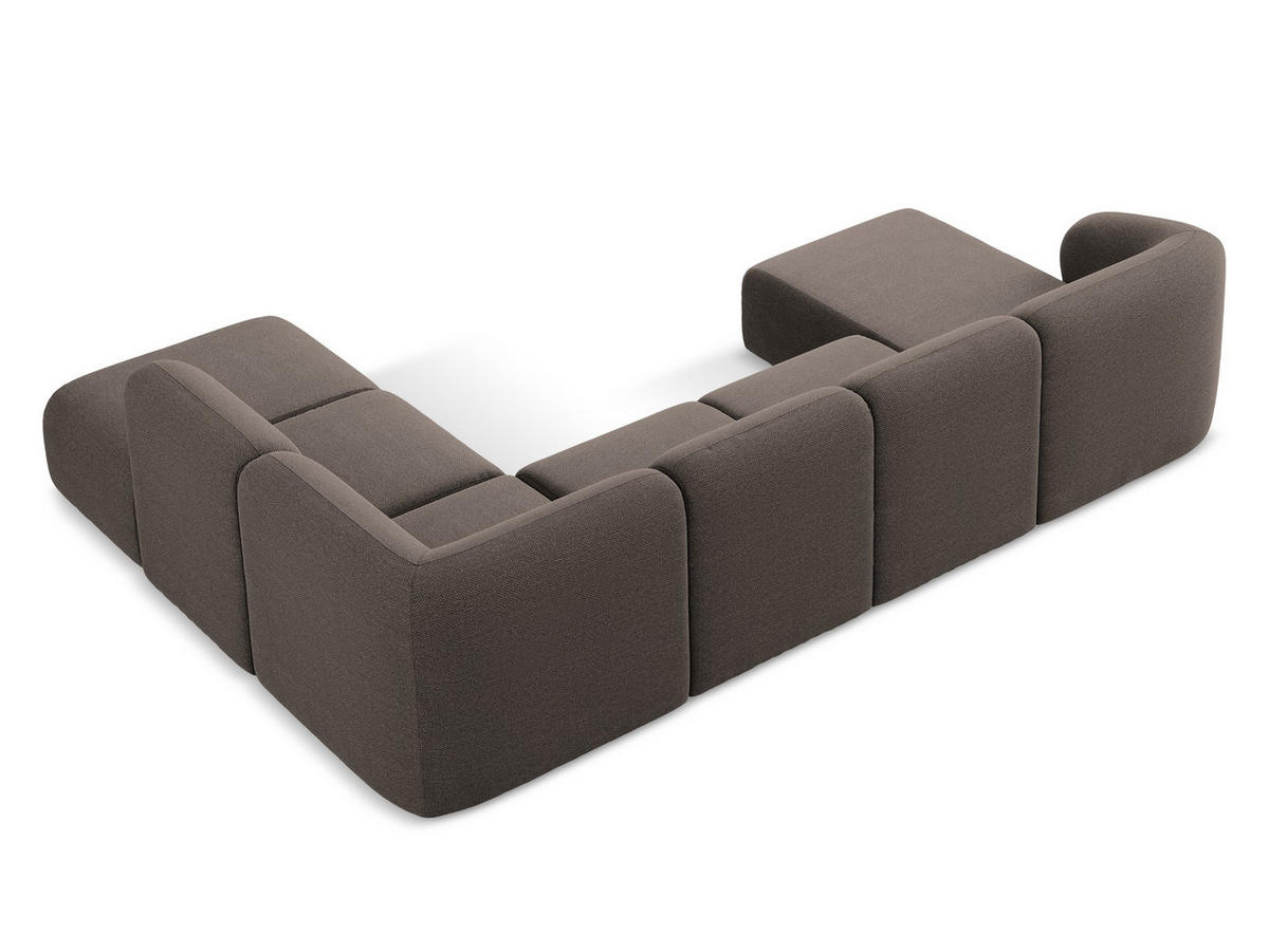 ECKSOFA Rechts Bouclé Stoff Grau - Silberfarben/Schwarz, Holzwerkstoff/Kunststoff (178/166cm) - Makamii