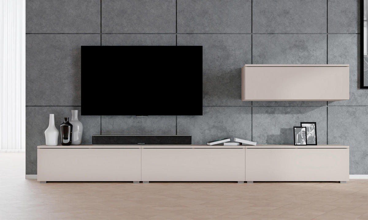 WOHNWAND Loriano IV Beige Kaschmir 300/70,5/32 cm – Hängend und Stehend - Beige, Holzwerkstoff/Kunststoff (300/70.5/32cm) - AX Living