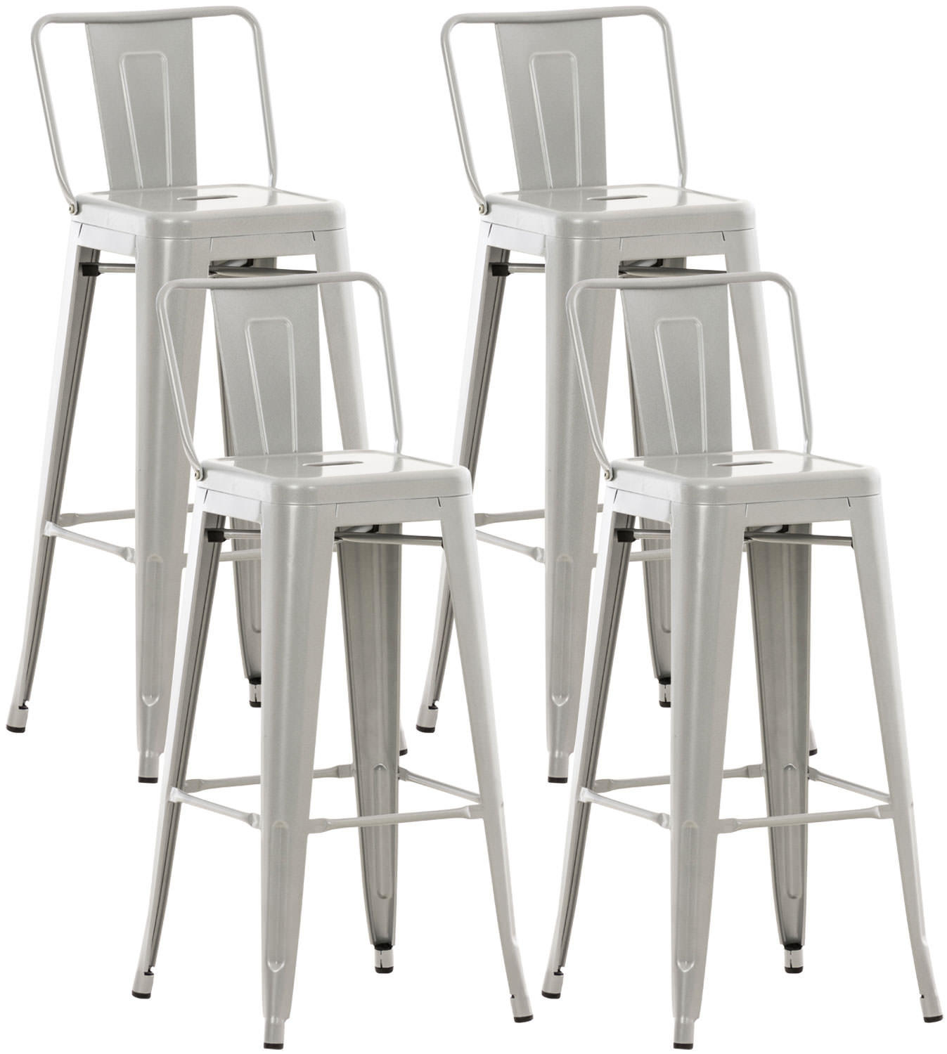 BARHOCKER 4er Set Metall silber - Silberfarben, Metall (44/96/43cm) - CLP