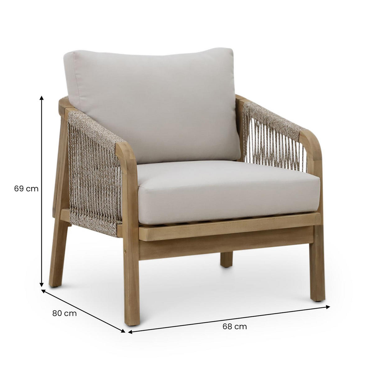 GARTENLOUNGE SANYA 4er Set beige, natur - Beige, Holz/Textil - IDIMEX