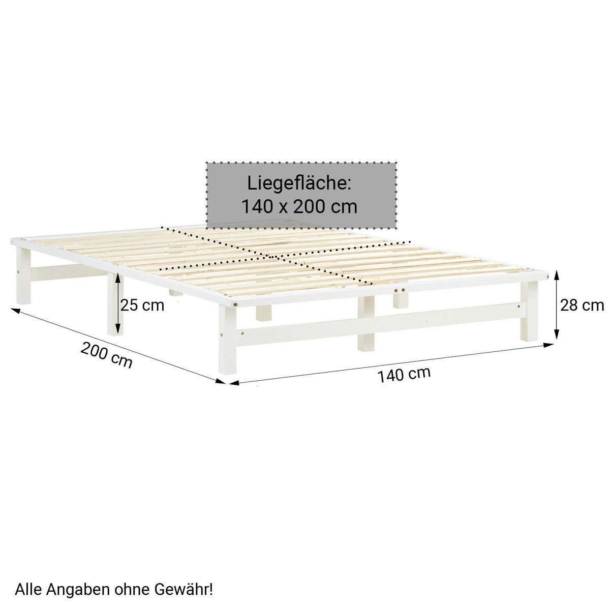 HOLZBETT mit Stauraum 140/200 cm weiß - Weiß, Holz (140/200cm) - Homestyle4u