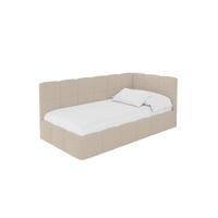 EINZELBETT Jugendbett mit Bettkasten Links, mit Matratze - LIVY 80x200 Dunkelbeige - Mokka, Holzwerkstoff/Textil (80/200cm) - ALTDECOR