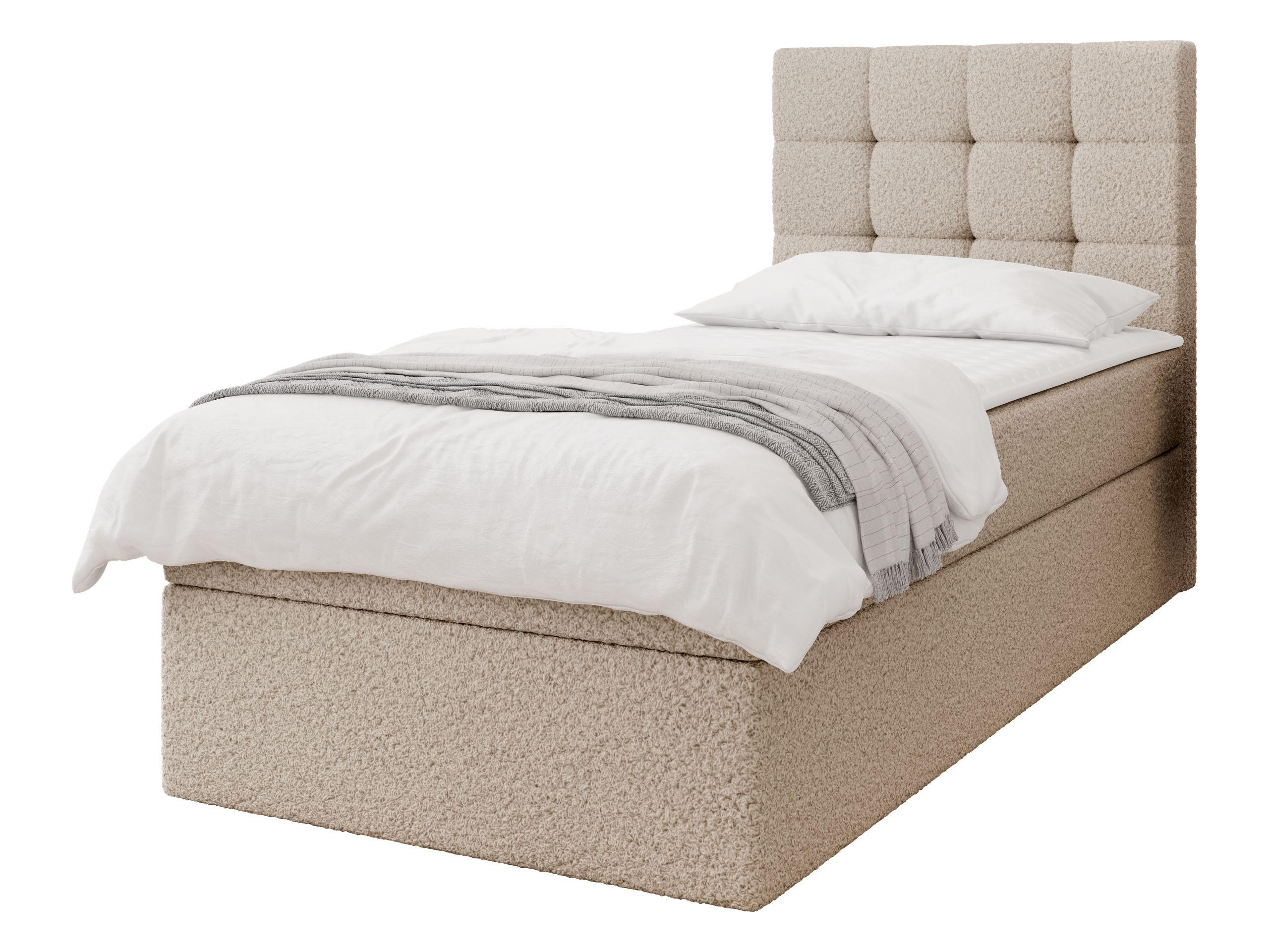 BOXBETT Luanda Boucle Single - H3 - Beige/Schwarz, Holz/Kunststoff (90/200cm) - MIRJAN24