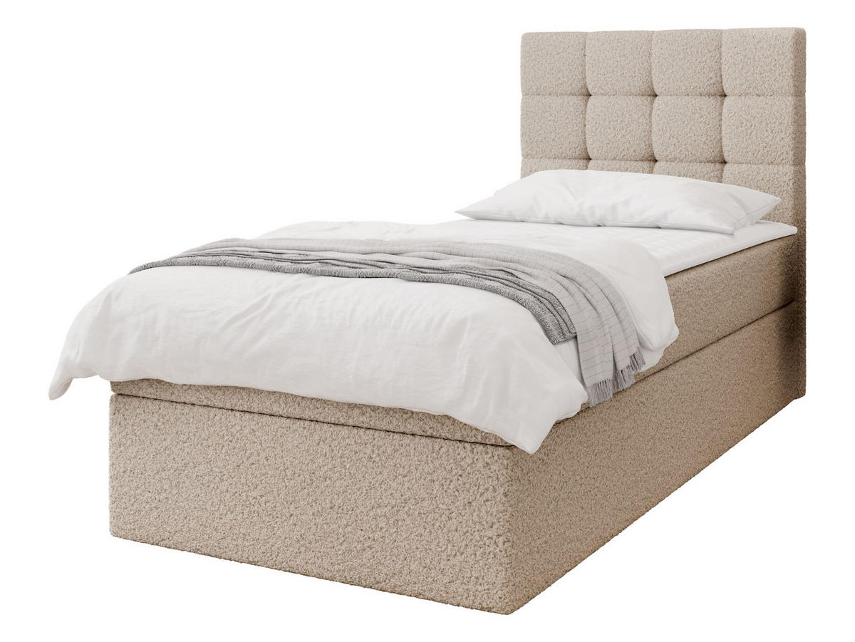 BOXBETT Luanda Boucle Single - H3 - Beige/Schwarz, Holz/Kunststoff (90/200cm) - MIRJAN24