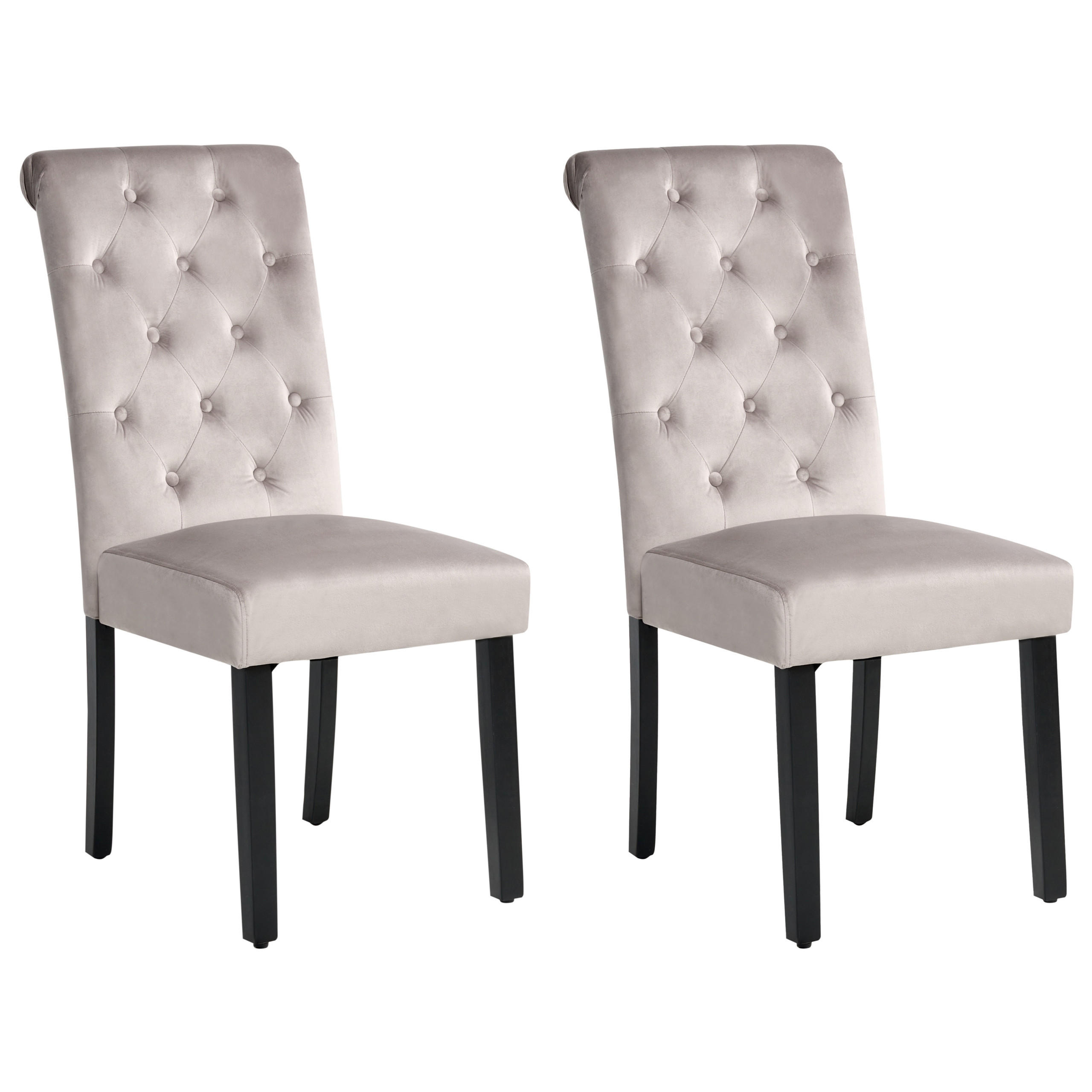 JÍDELNÍ ŽIDLE sada 2 ks Sametová látka Šedá Velva - šedá, dřevo/textil (46/98/52cm) - Beliani