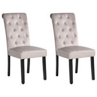 JÍDELNÍ ŽIDLE sada 2 ks Sametová látka Šedá Velva - šedá, dřevo/textil (46/98/52cm) - Beliani