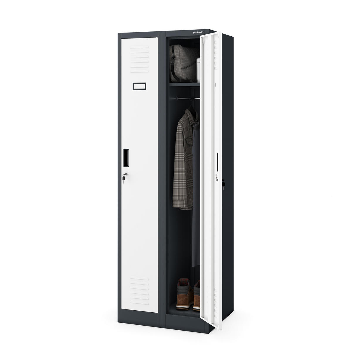 ZWEIFACH-PERSONALSCHRANK KACPER II 180x60x50 cm - Anthrazit/Weiß, Metall (60/180/50cm) - Jan Nowak