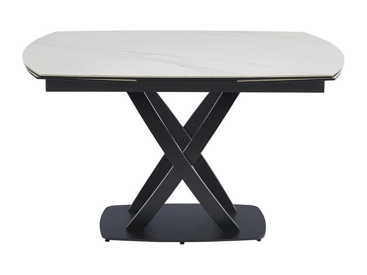 ESSTISCH ausziehbar - 4 bis 8 Personen - Keramik, Sicherheitsglas & Edelstahl - Marmor-Optik - Weiß & Schwarz - LIOMINA - Schwarz, Glas (90/200/76cm) - Vente-Unique