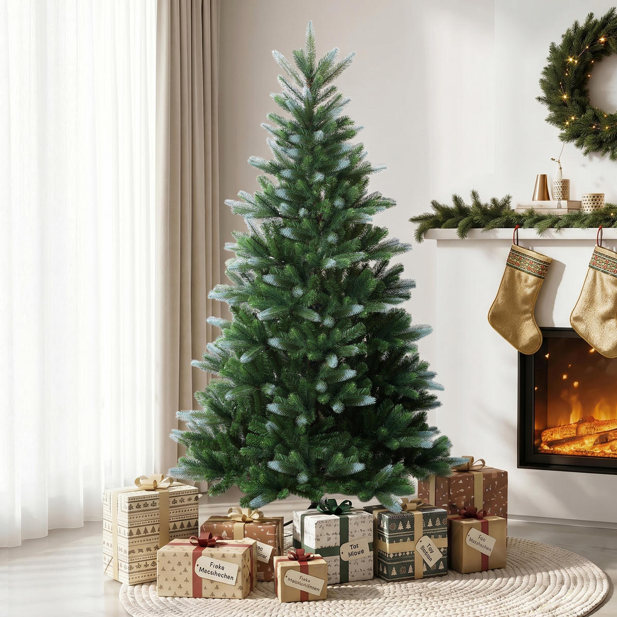 WEIHNACHTSBAUM 180 cm, Zweifarbig, 701 PE-/PVC-Spitzen - Grün, Kunststoff (180cm) - Hometopia