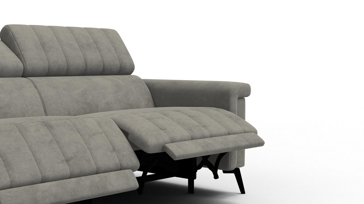 RELAXSOFA NORDEL 3-Sitzer, taupe - Taupe/Schwarz, Holz/Textil (194/80/105cm) - Courtois Laville