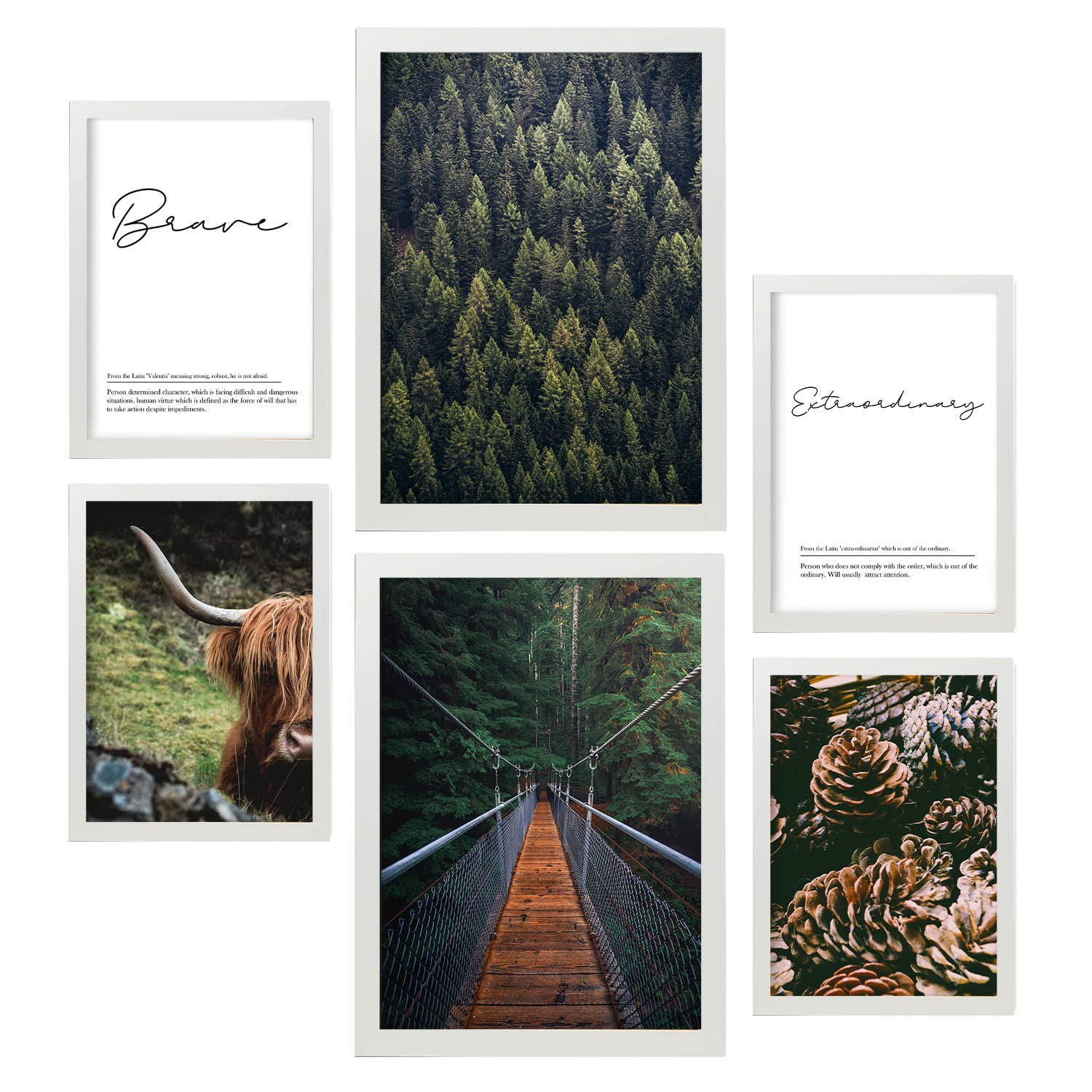 POSTER Set Mit 6 Usa Winter Wandbild A3 & A4 Weißer Rahmen - Weiß, Papier (29/3cm) - Nacnic