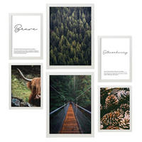 POSTER Set Mit 6 Usa Winter Wandbild A3 & A4 Weißer Rahmen - Weiß, Papier (29/3cm) - Nacnic