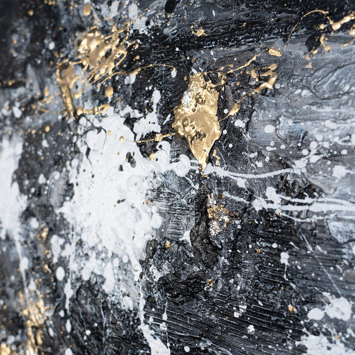 GEMÄLDE Tanz der Spritzer II Schattenfugenrahmen Gold 140x100 cm - Goldfarben, Holz (140/100cm) - YS-art gallery