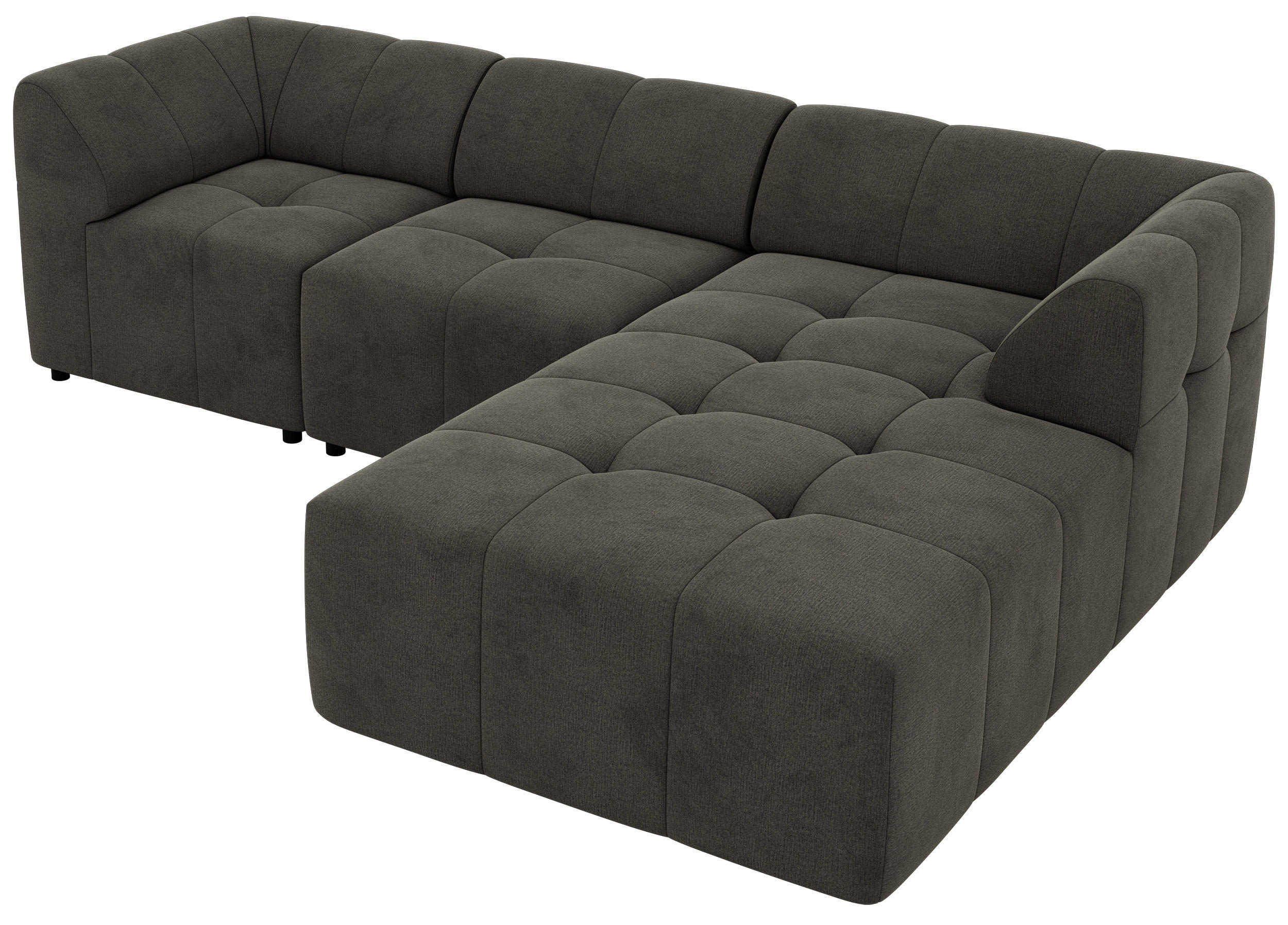 ROHOVÁ SEDAČKA VORITA L 3M - Tmavě šedá Samet - Pravá - černá/tmavě šedá, textil/plast (176/267cm) - MKS