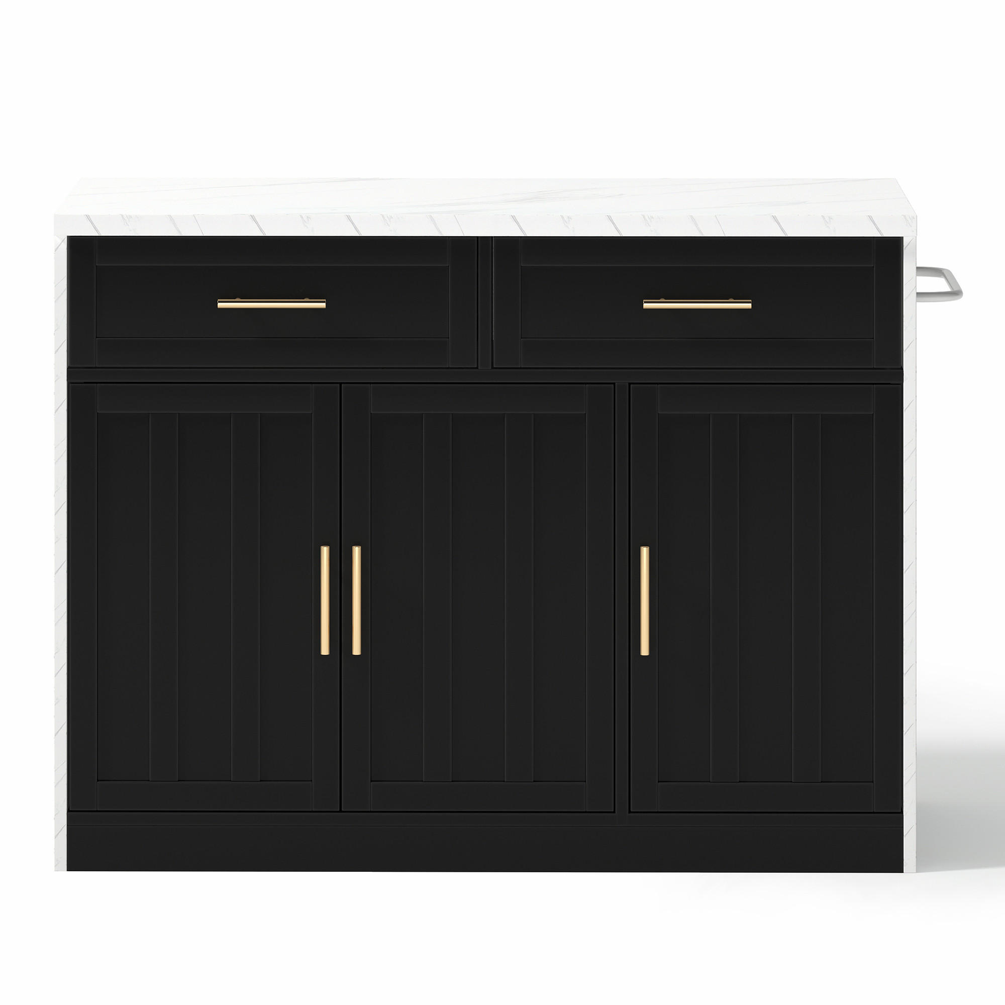 KÜCHENINSEL Schwarz 120/60/91 cm - Schwarz, Holzwerkstoff (120/91/60cm) - PANGIVO