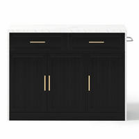 KÜCHENINSEL Schwarz 120/60/91 cm - Schwarz, Holzwerkstoff (120/91/60cm) - PANGIVO