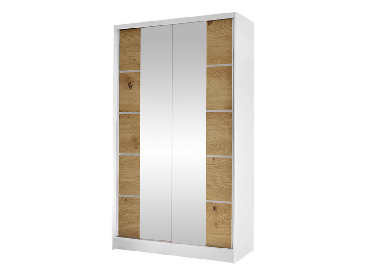 SCHWEBETÜRENSCHRANK Diego V - Weiß/Eiche Artisan, Holzwerkstoff/Metall (100/200/58cm) - MIRJAN24