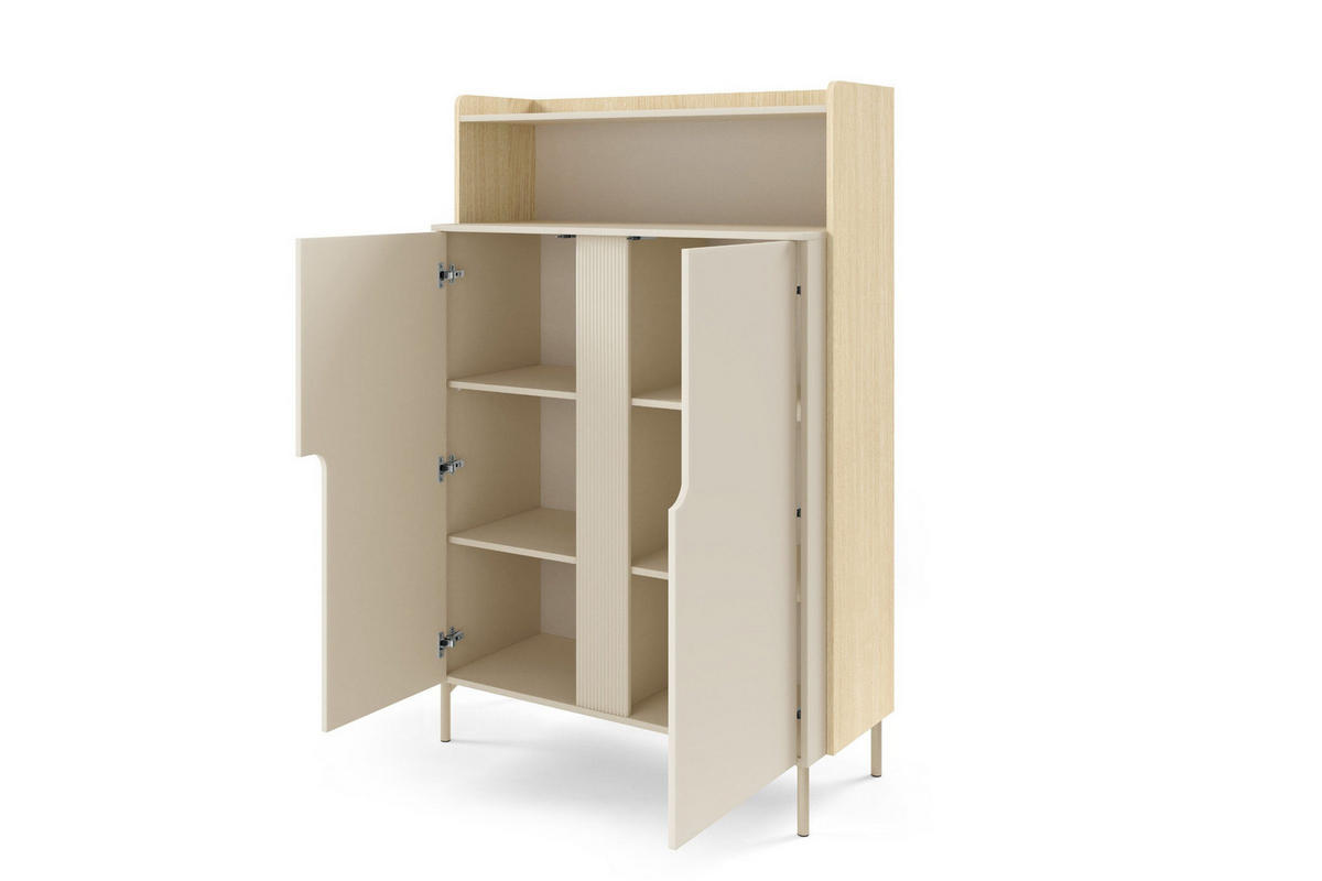 HOCHKOMMODE PAURO 04 103/160/42 cm in Eiche Mavelie / Macadamia - Eichefarben/Beige, Holzwerkstoff (103/160/42cm) - Deine Möbel 24