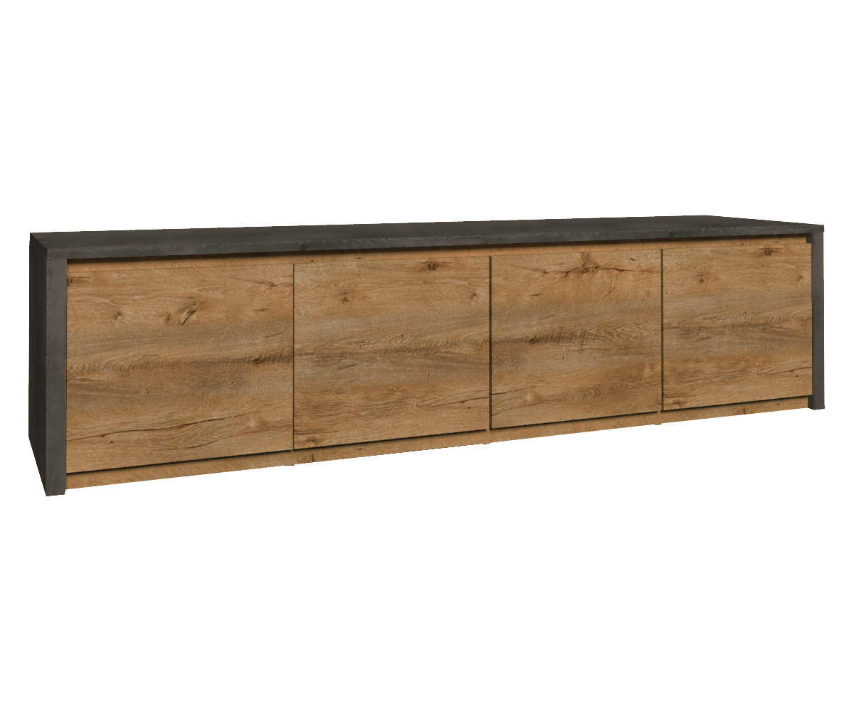 LOWBOARD Montana Eiche Lefkas / grau 170 / 43 / 47cm - Eichefarben/Grau, Holz/Holzwerkstoff (170.3/47.6/43.3cm) - Feldmann-Wohnen