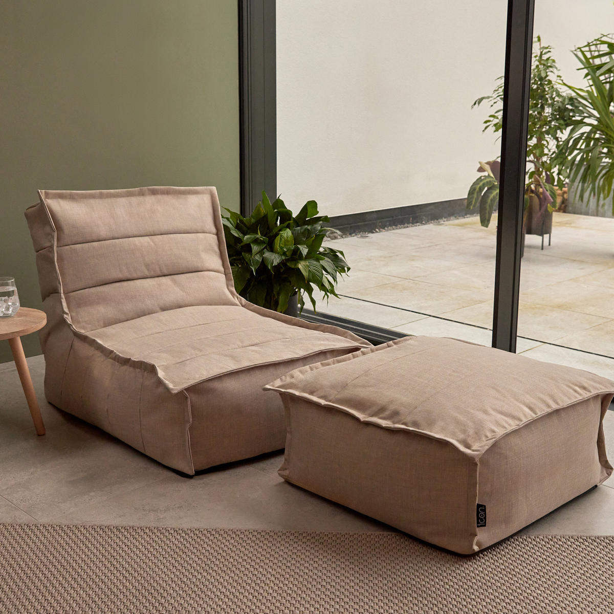 OUTDOORSITZSACK Skandi mit Hocker - Beige, Kunststoff/Textil (75/75/96cm) - icon