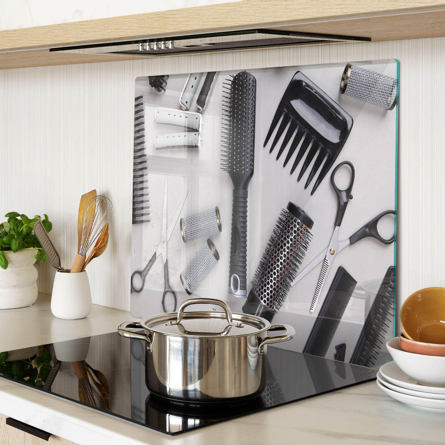 GLASPLATTE 60x52 cm Friseurwerkzeuge - Schwarz, Glas (60/0.4/52cm) - TULUP