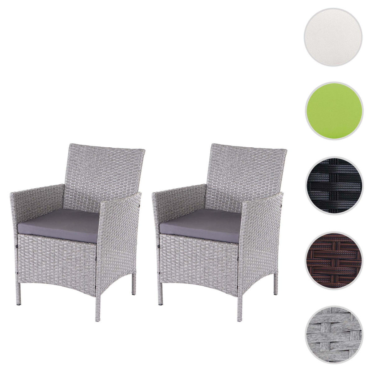 POLY-RATTAN SESSEL HALDEN Grau, Anthrazit 2er-Set - Anthrazit/Grau, Kunststoff (59/83/60cm) - MCW