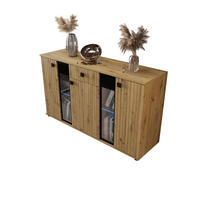 KOMMODE London LSMK LAMELE mit 3 Türen, Sideboard in Farbe: Braun, Größe: 140 x 80 x 40 cm - Braun, Holzwerkstoff (140/80/40cm) - O-Sofa