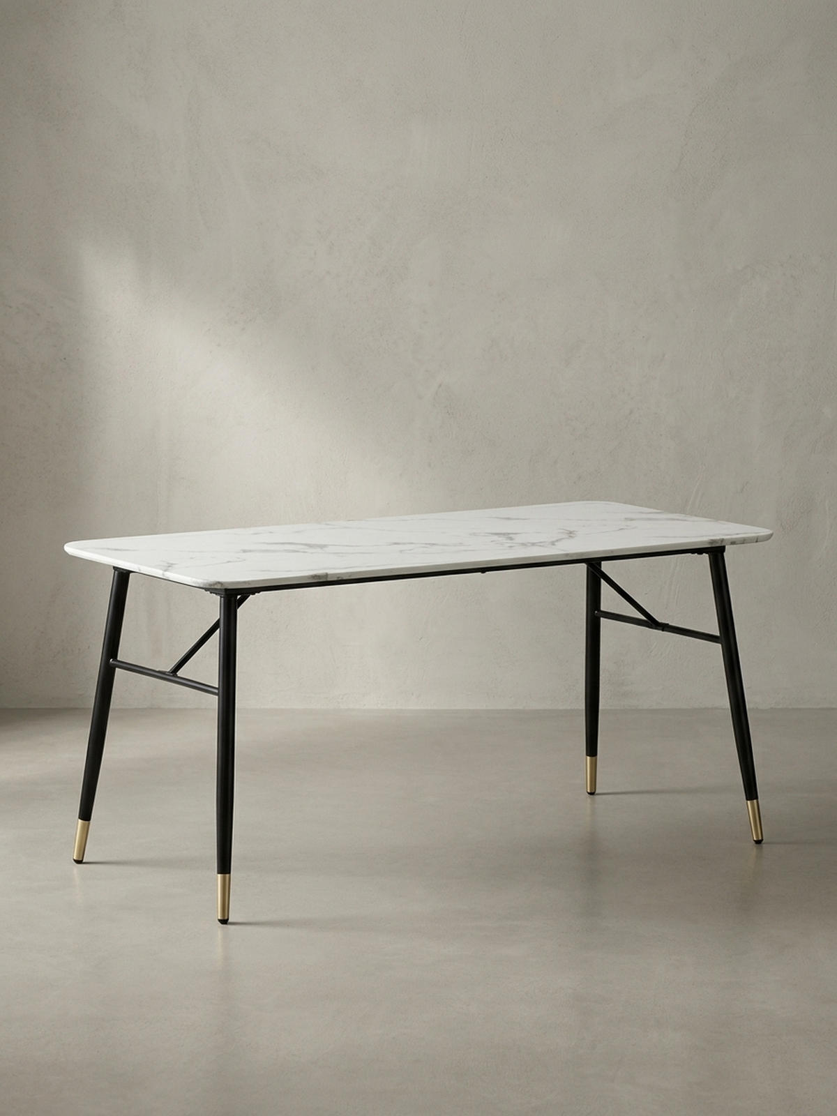 ESSTISCH Marmoroptik Metall Rechteckig Modern Klein, Weiß 200x90x76 cm - Goldfarben/Weiß, Holzwerkstoff/Metall (90/200/76cm) - KADIMA DESIGN