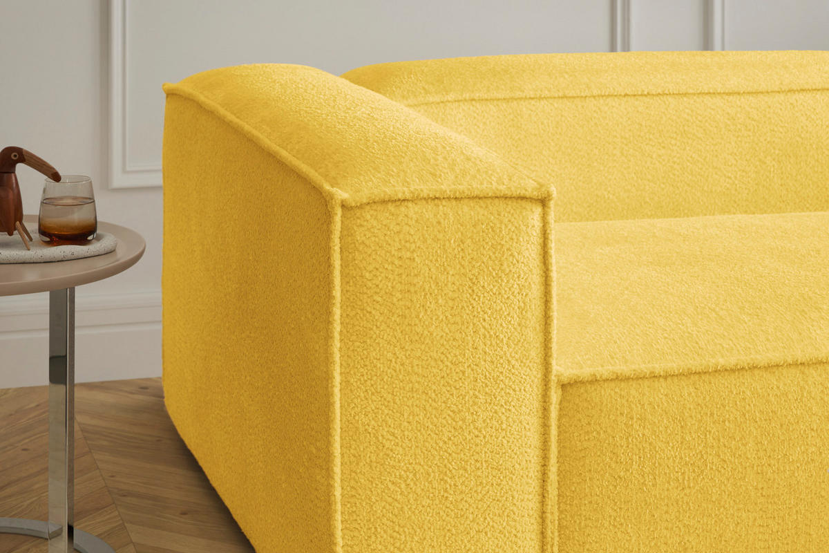 ECKSOFA CARMO Gelb Flachgewebe - Gelb/Schwarz, Kunststoff/Textil (306/191cm) - KAWOLA