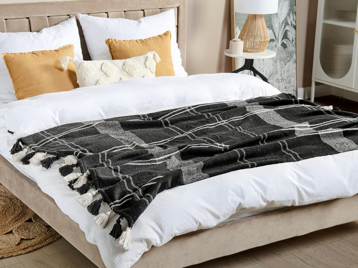 DECKE Schwarz Kulac 130/170 cm - Schwarz, Naturmaterialen/Textil (130/170cm) - Beliani