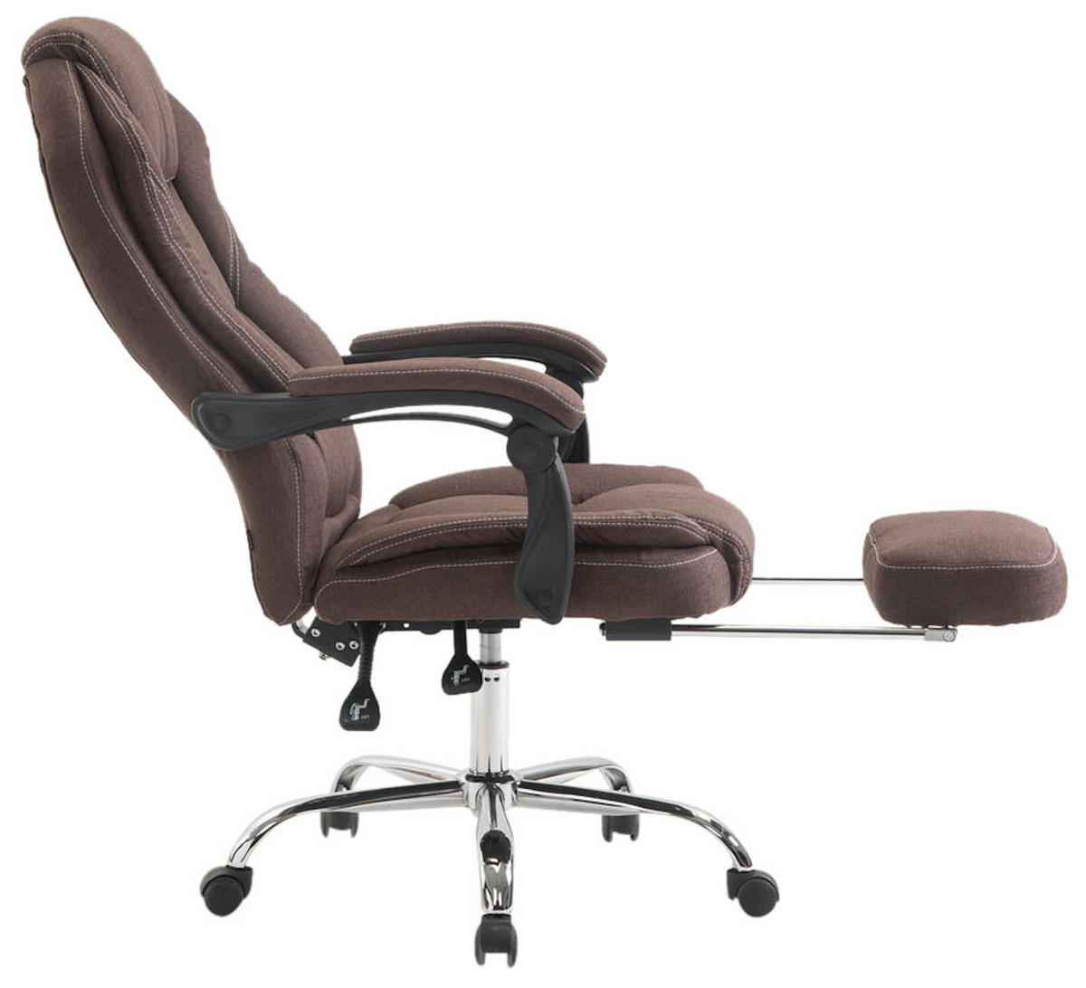 BÜROSTUHL MEDHA Stoff 114x67x64 Braun Stoff Metall - Braun, Textil/Metall (67/114/64cm) - DELUKE