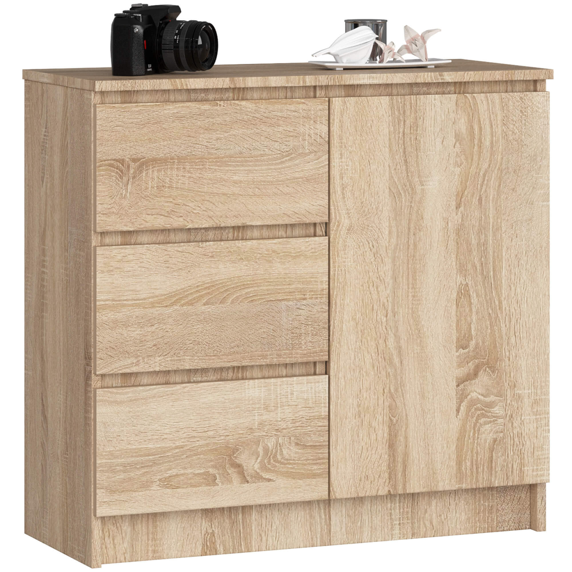 KOMMODE Sonoma-Eiche 35x80x77 cm - Sonoma Eiche, Holzwerkstoff (80/77/35cm) - Akord