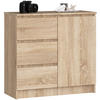 KOMMODE Sonoma-Eiche 35x80x77 cm - Sonoma Eiche, Holzwerkstoff (80/77/35cm) - Akord