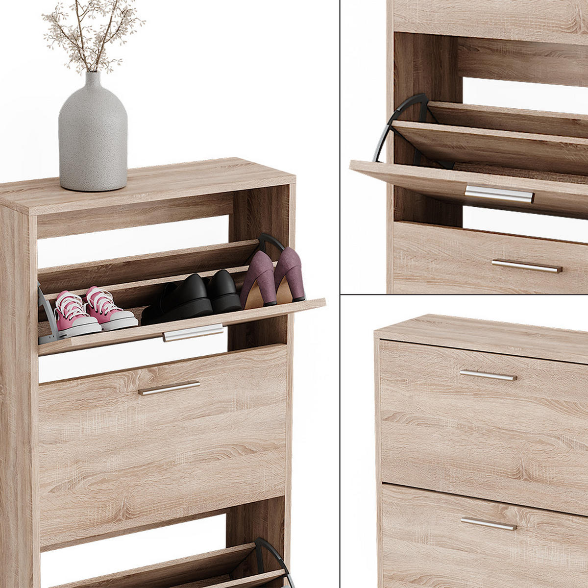 SCHUHKIPPER Gizmo Sonoma 59 x 137 cm mit 4 Fächern - Sonoma Eiche, Holzwerkstoff (59/137/22cm) - Vicco