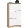 SCHUHSCHRANK Sonoma Eiche, Weiß 60x28.5x113 cm - Silberfarben/Weiß, Holzwerkstoff/Metall (60/113/28.5cm) - Akord