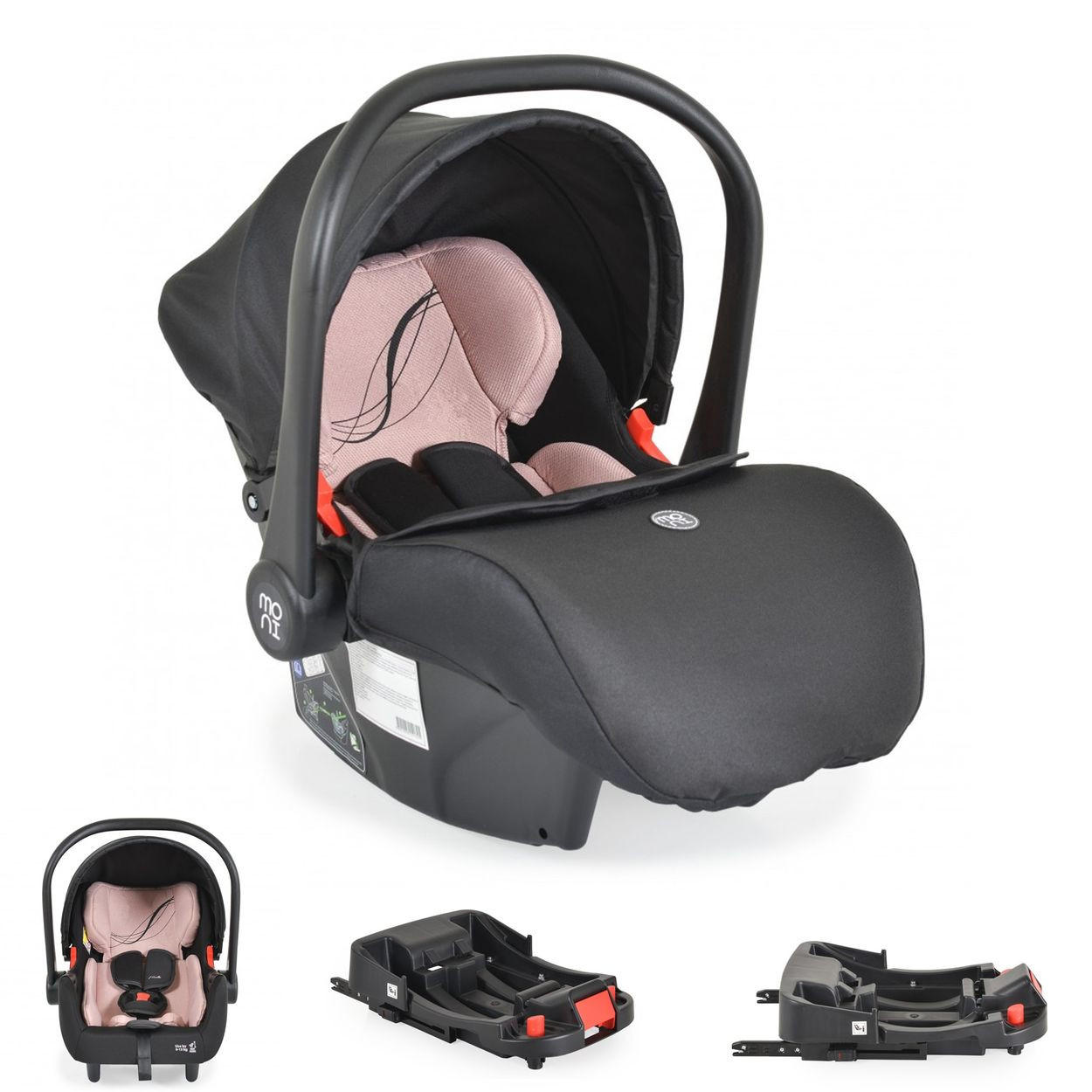 BABYSCHALE Set rosa mit Isofixbasis Royal, i-Size (40 - 87cm) Gruppe 0+ - Rosa, Kunststoff (33/73/42cm) - Moni