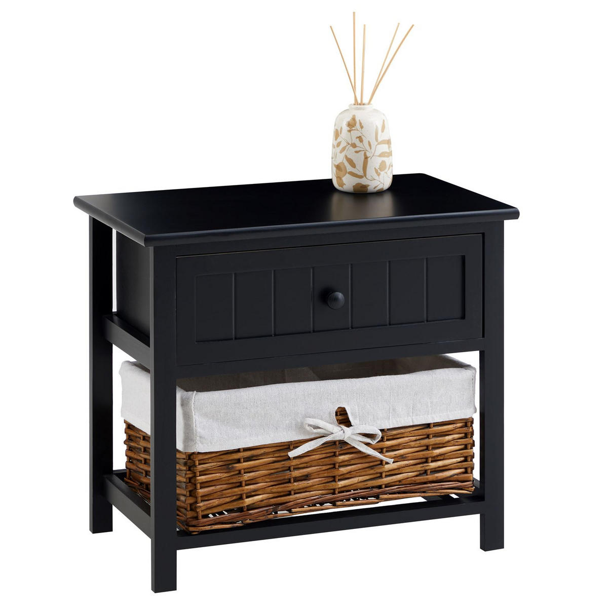 NACHTTISCH AKURE schwarz - Schwarz, Holz (50/46/31cm) - IDIMEX