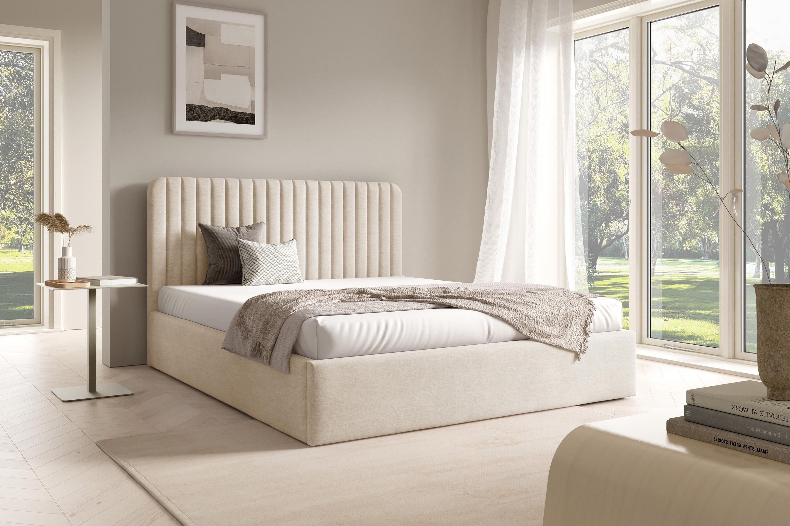 POLSTERBETT BEZA II - Creme - Creme, Textil (160/200cm) - AN-Moebel 4u