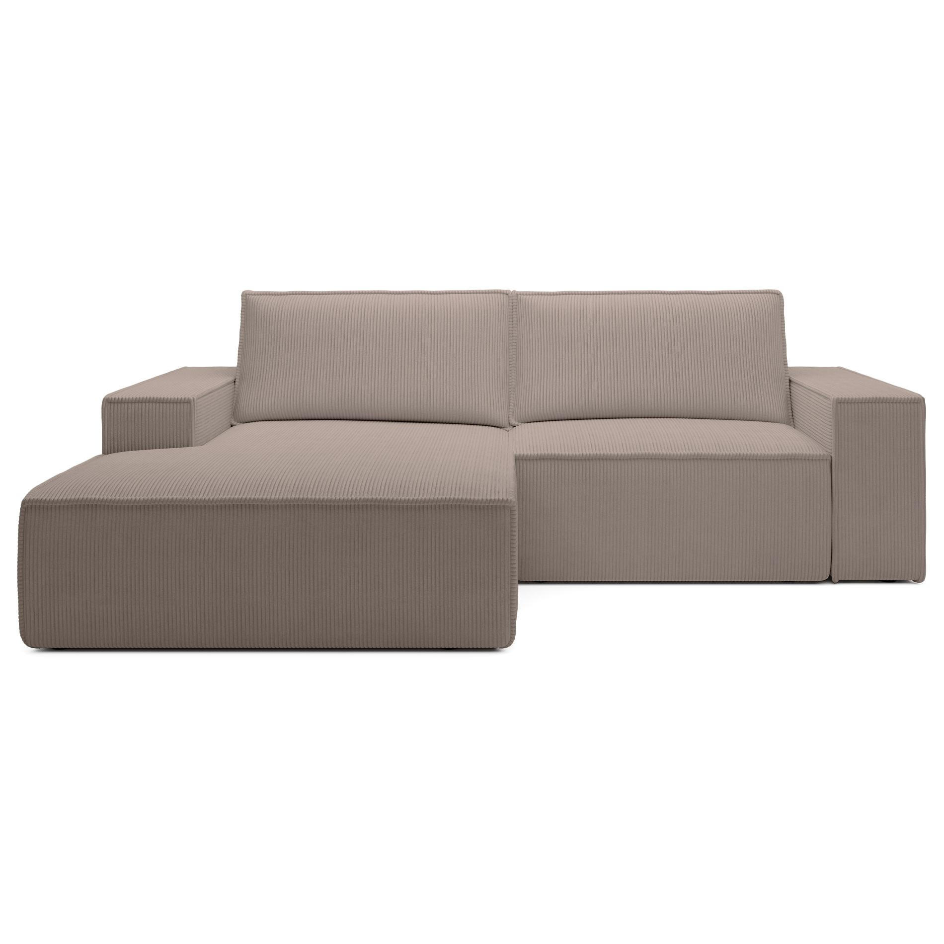ECKSOFA Farese Mini mit Cordbezug Beige, links - Beige/Schwarz, Textil (240/167cm) - Selsey