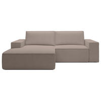 ECKSOFA Farese Mini mit Cordbezug Beige, links - Beige/Schwarz, Textil (240/167cm) - Selsey