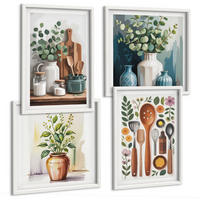 BILDER SET 4er Set - 50x50 cm & 40x60 cm Weißer Rahmen - Küchenaccessoires auf pflanzlicher Basis - Weiß, Kunststoff (50/50cm) - TULUP
