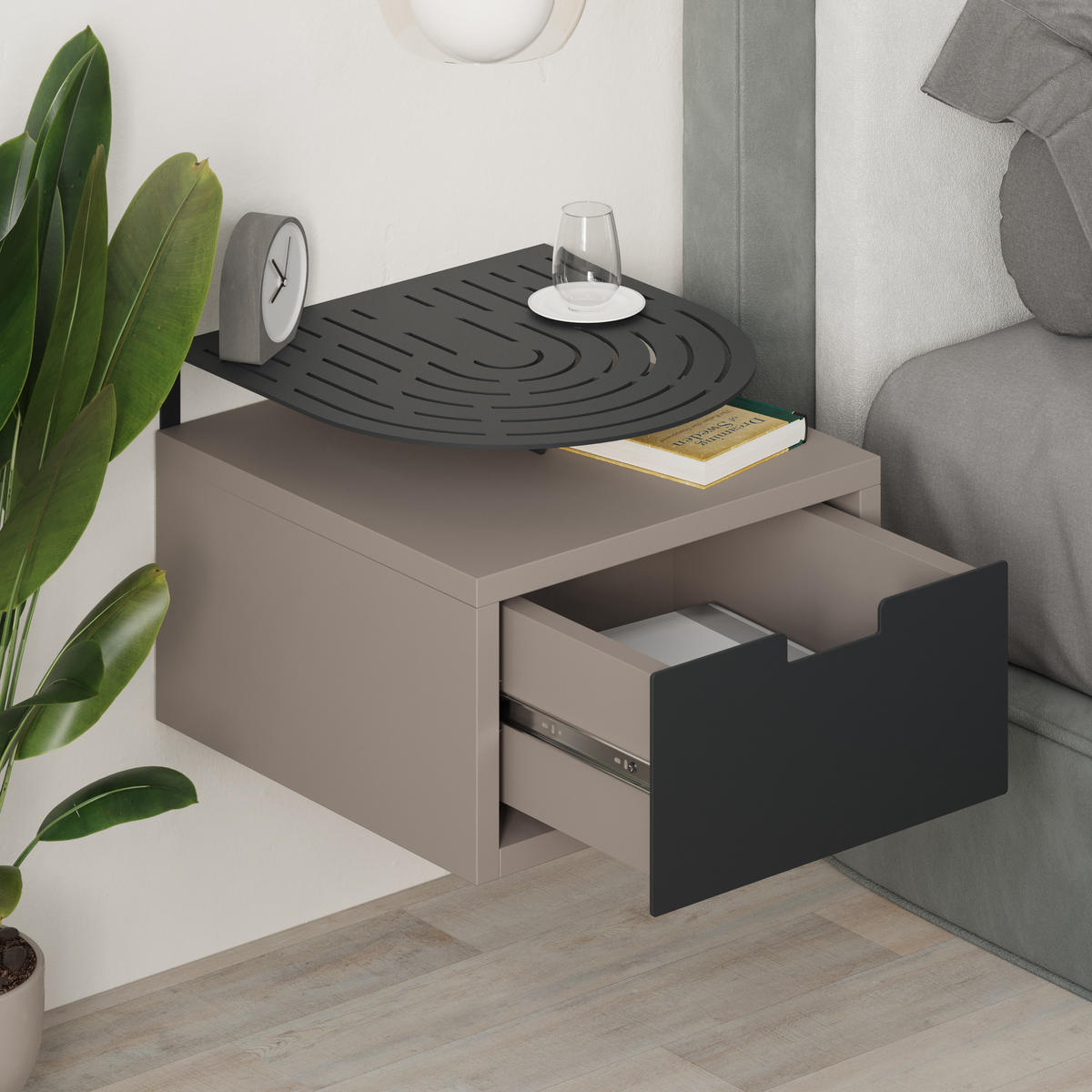 NACHTTISCH Oslo Mocha 33/24/33 cm - Mokka, Holzwerkstoff (33/23.9/33.3cm) - Decortie