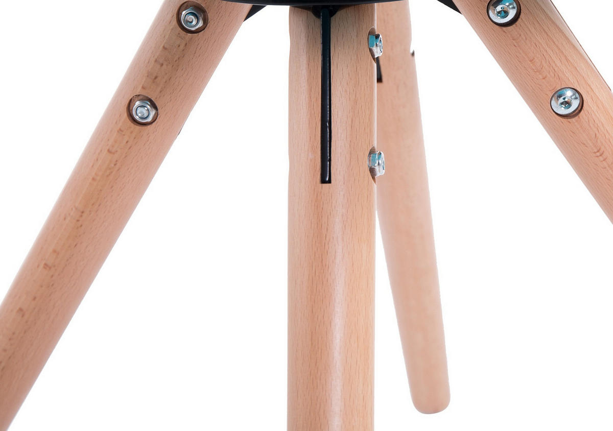 STUHL Lederlook weiß - Eukalyptusholzfarben/Weiß, Holz/Textil (48/84/56cm) - CLP