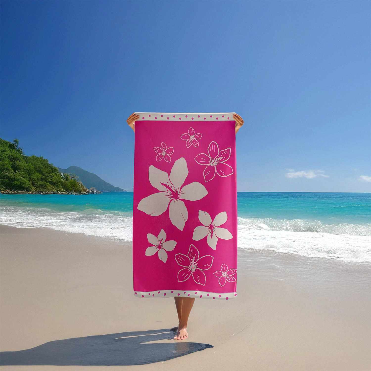 STRANDTUCH Frottee Samt Jacquard Rosa 100x175 470g/m² - Wasaga - Pink, Textil (100/175cm) - LE COMPTOIR DE LA PLAGE