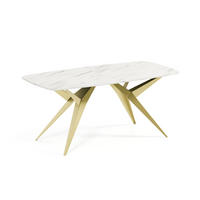 ESSTISCH AXIS - Weiß Hochglanz/Goldfarben, Holzwerkstoff/Metall (90/180/76cm) - Meblini